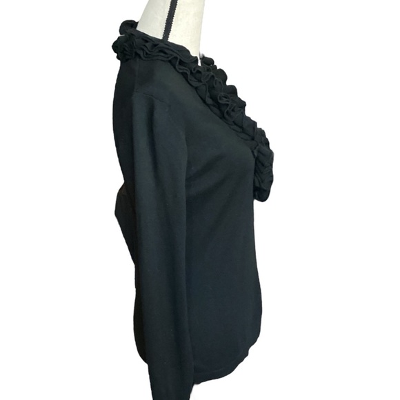 Merona Black Layered Ruffle Collar Cardigan Sweater, Size Small Feminine - Picture 5 of 10